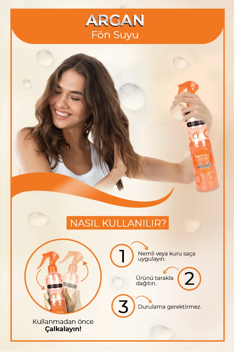 Morfose Fön Suyu & Argan İçerikli İki Fazli Turuncu 400 ml