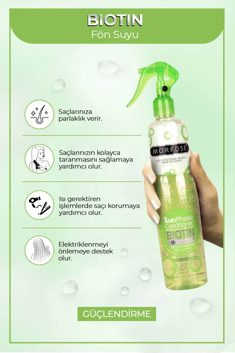 Morfose Fön Suyu & Biotin İçerikli İki Fazli Yeşil 400 ml