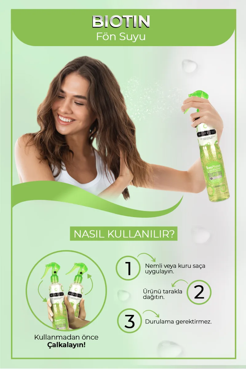 Morfose Fön Suyu & Biotin İçerikli İki Fazli Yeşil 400 ml