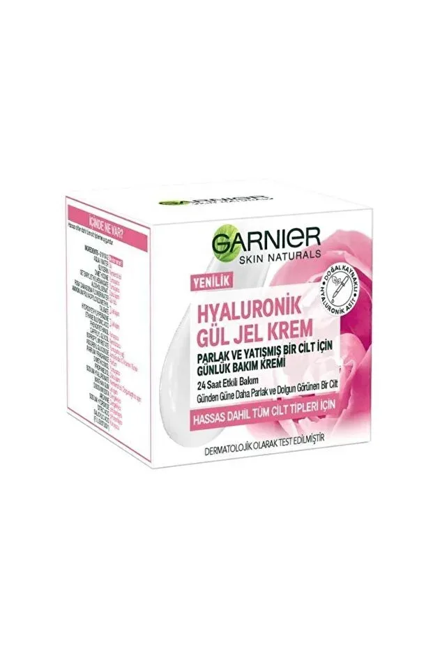 Garnier Yüz Bakim Kremi & Hyaluronik, Gül Özü, Parlak, Yatışmış Bir Cilt İçin Gündüz Kremi 50 ml