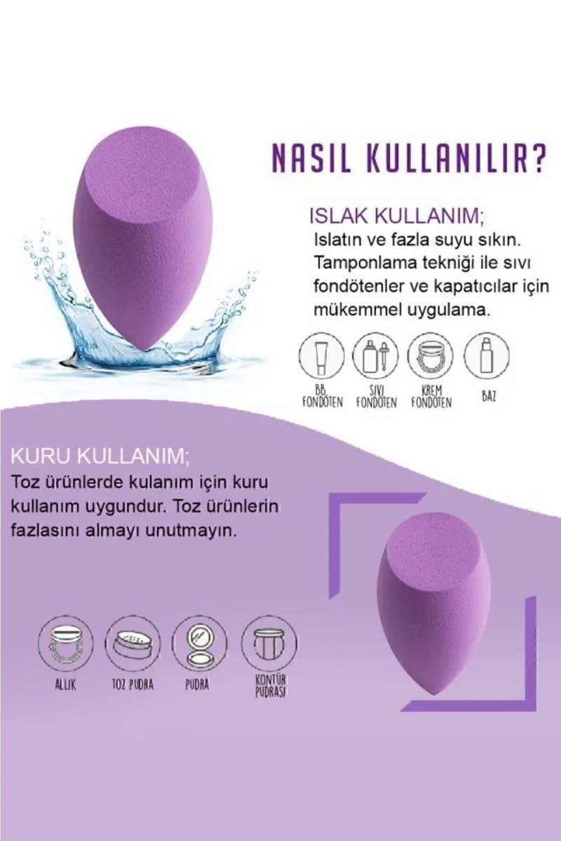 Müjgan Makyaj Süngeri & Karışık Sünger Seti 4'lü