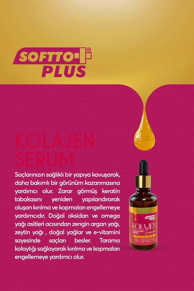 Softto Plus Serum Saç Bakım Besleyici Serum - KOLEJAN SERUM resmî ürün görseli