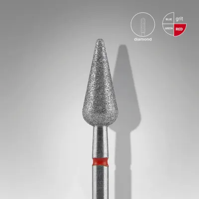 Staleks Pro Expert Elmas Freze - Kırmızı, Sivri Armut 5/12mm