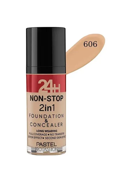 Pastel 24H Non Stop 2in1 Foundation &amp; Concealer - No: 606 Warm