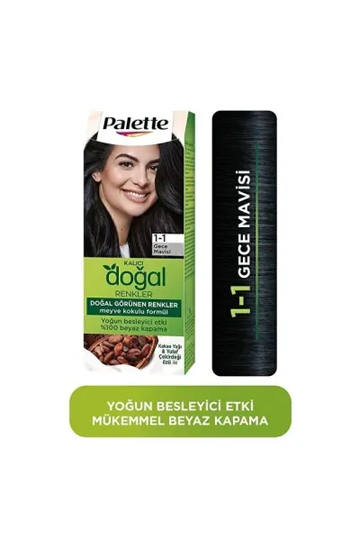 Palette Kalıcı Doğal Renkler Saç Boyası - 1-1 Gece Mavisi