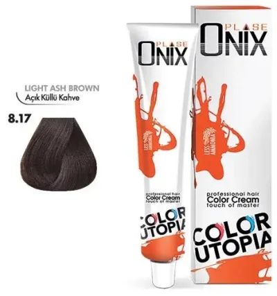 Onix Tüp Saç Boyası 60 ml Profesyonel Krem Boya - 8/17 Açık Küllü Kahve