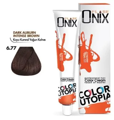 Onix Tüp Saç Boyası 60 ml Profesyonel Krem Boya - 6/77 Koyu Kumral Yoğun Kahve