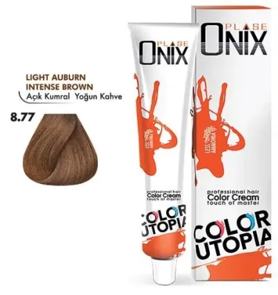 Onix Tüp Saç Boyası 60 ml Profesyonel Krem Boya - 8/77 Açık Kumral Yoğun Kahve