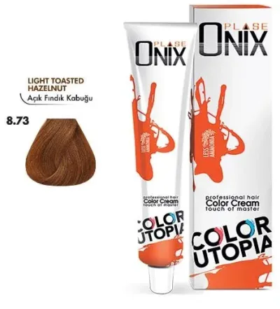 Onix Tüp Saç Boyası 60 ml Profesyonel Krem Boya - 8/73 Açık Fındık Kabuğu