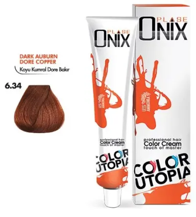 Onix Tüp Saç Boyası 60 ml Profesyonel Krem Boya - 6/34 Koyu Kumral Dore Bakir