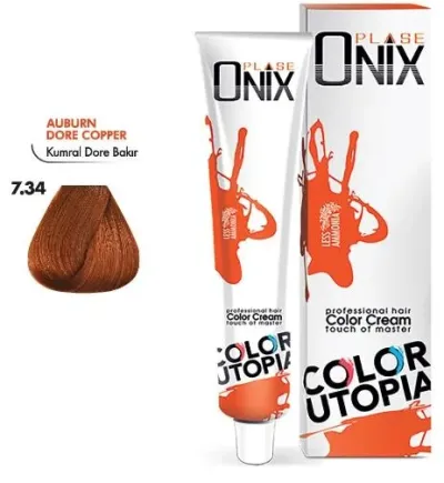Onix Tüp Saç Boyası 60 ml Profesyonel Krem Boya - 7/34 Kumral Dore Bakir
