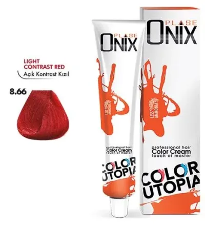Onix Tüp Saç Boyası 60 ml Profesyonel Krem Boya - 8/66 Açık Kontrast Kizil