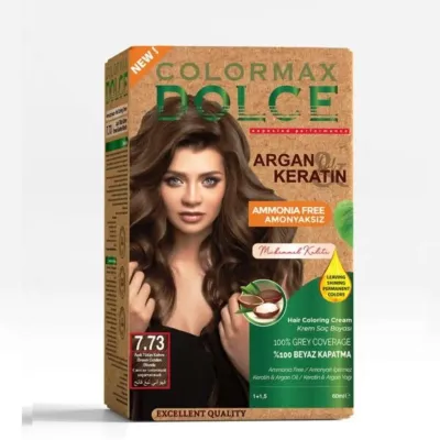 Colormax Dolce Amonyaksız, Doğal Set Boya - 7.73 Açık Tütün Kahve