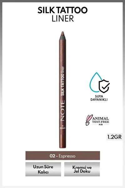 Note Silk Tattoo Liner Espresso Jel Göz Kalemi - 02 Espresso - Kahverengi (Işıltılı)