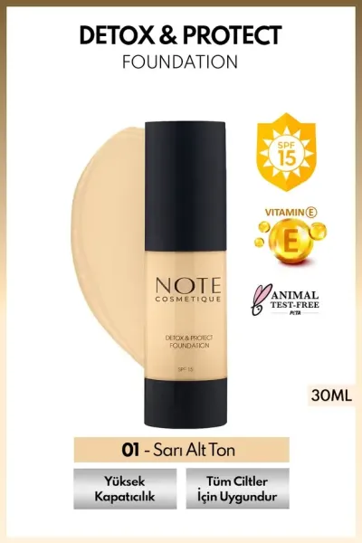 Note Detox Protect Canlandırıcı Fondöten - 01 Beige