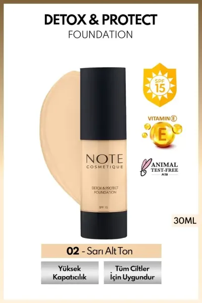 Note Detox Protect Canlandırıcı Fondöten - 02 Natural Beige