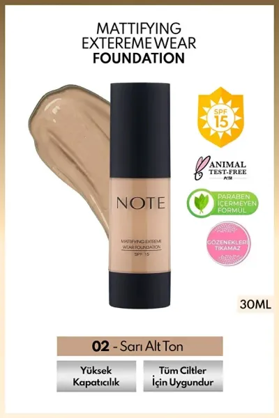Note SPF 15 Mat Kapatıcı Fondöten - 02 Natural Beige