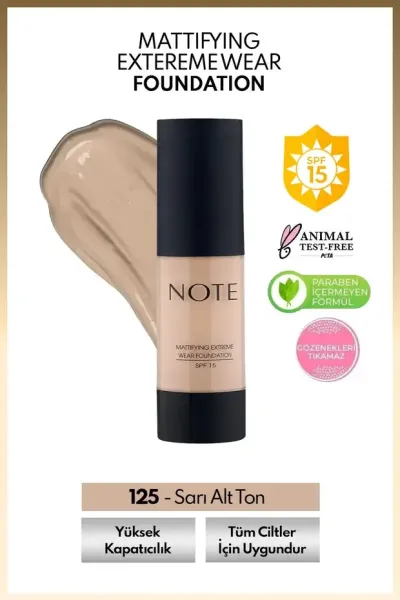 Note SPF 15 Mat Kapatıcı Fondöten - 125 Beige Ivory