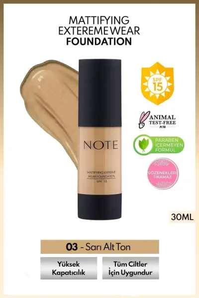 Note SPF 15 Mat Kapatıcı Fondöten - 03 Medium Beige
