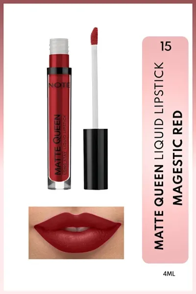 Note Matte Queen Mat Ruj Yoğun Renkli Lipstick - 15 Magestic Red - Kırmızı