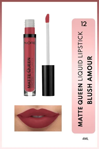 Note Matte Queen Mat Ruj Yoğun Renkli Lipstick - 12 Blush Amour - Pembe