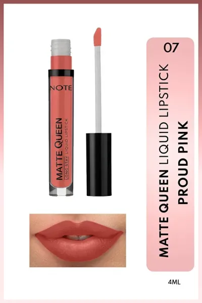 Note Matte Queen Mat Ruj Yoğun Renkli Lipstick - 07 Proud Pink - Pembe