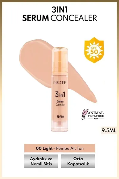 Note 3 in 1 Serum Concealer SPF 50 Kapatıcı - 00 Light