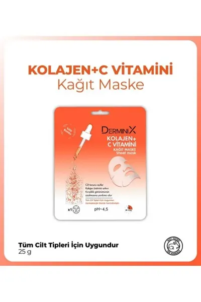 Derminix Yüz Bakım Kağıt Maske - Kolajen + C Vitamini