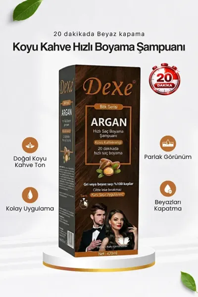 Dexe Argan Özlü Şampuan Boya 420 ml - Koyu Kahverengi