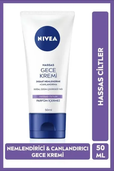 NIVEA Hassas Ciltler İçin 24 Saat Nemlendirici - Gece Kremi