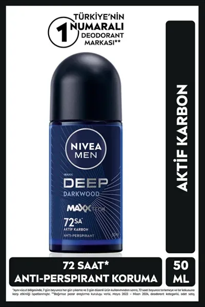 NIVEA MEN Deep Roll-On Deodorant 50ml - Darkwood