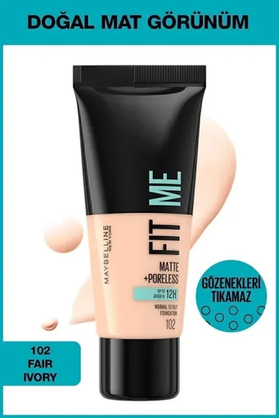 Maybelline Fit Me Matte Poreless Fondöten - 102 Fair Ivory