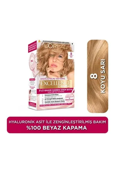 L'Oreal Excellence Cool Creme Saç Boyası - 8 Koyu Sarı