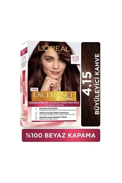L'Oreal Paris Excellence Saç Boyası - 4.15 Büyüleyici Kahve