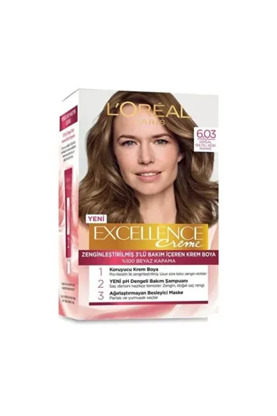 L'Oreal Paris Excellence Saç Boyası - 6.03 Doğal Işıltılı Açık Kahve
