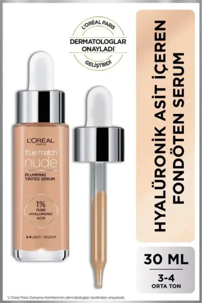 L'Oreal True Match Nude Serum Fondöten - 3 4 Light Medium