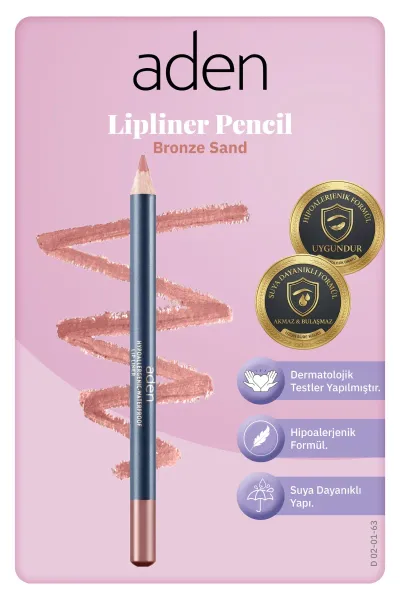 Aden Lipliner Pencil - Dudak Kalemi 63 Bronze Sand(Bronz Kum)
