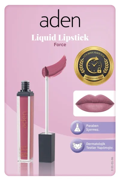 Aden Liquid Lipstick - Likit Ruj 06 Force(Gül Kurusu)
