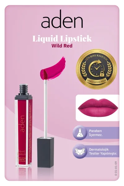 Aden Liquid Lipstick - Likit Ruj 09 Wild Red(Yaban Kırmızı)