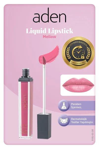 Aden Liquid Lipstick - Likit Ruj 20 Mellow(Şeker Pembe)
