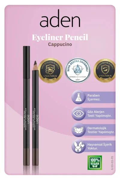 Aden Eyeliner Pencil Waterproof - Suya Dayanıklı Eyeliner Kalem 05 Cappucino(Sütlü Kahve)