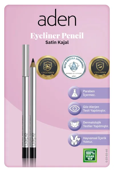 Aden Eyeliner Pencil Waterproof - Suya Dayanıklı Eyeliner Kalem 60 Satin(Saten)