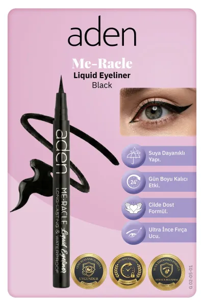 Aden ME-RACLE Liquid Eyeliner - Likit Eyeliner 01 Black(Siyah)
