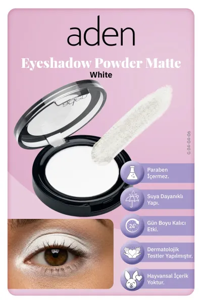 Aden Eyeshadow Powder Matte - Mat Göz Farı 06 White(Beyaz)