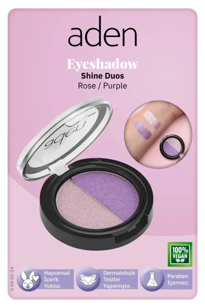 Aden Eyeshadow Shine Duos - Işıltılı Göz Farı İkilisi Rose Purple(Gül Mor)