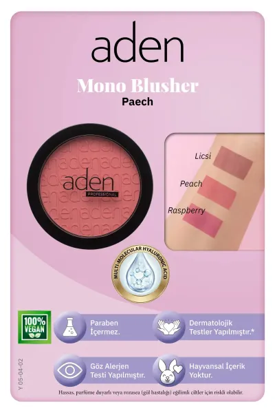Aden Mono Blusher - Tekli Allık 02 Peach(Şeftali)