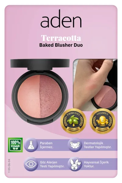 Aden Terracotta Baked Blusher Duo - Terracotta Allık İkilisi