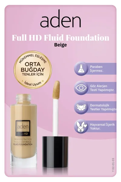 Aden Full Hd Likit Fondöten 20 ml - 03 Bej(Bej)
