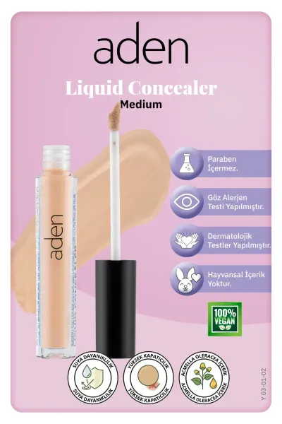 Aden Liquid Concealer - 02 Medium(Orta)