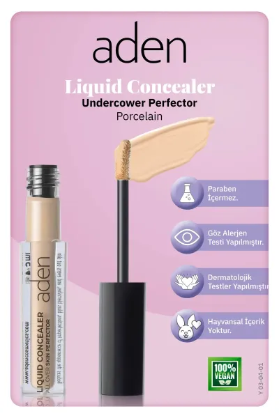 Aden Liquid Concealer Undercower - Likit Kapatıcı 01 Porcelain(Porselen)
